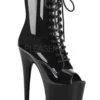 Pleaser USA Flamingo-1021 8inch Pleaser Peep Toe Boots - Patent Black -Clothing Store flamingo 1021 b