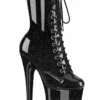 Pleaser USA Flamingo-1040GP 8inch Pleaser Boots - Black Glitter -Clothing Store flamingo 1040gp bg