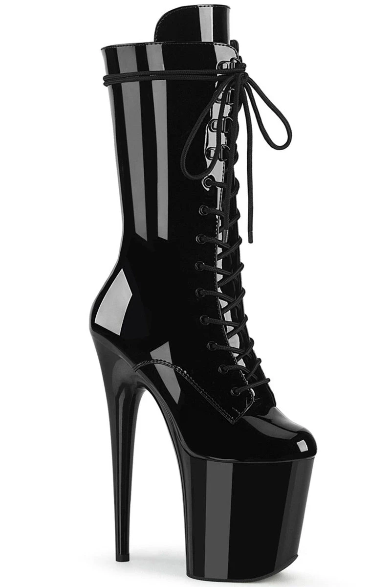 Pleaser USA Flamingo-1050 8inch Pleaser Boots - Patent Black 3 Pleaser USA Flamingo-1050 8inch Pleaser Boots - Patent Black