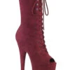 Pleaser USA Flamingo-1051FS Faux Suede 8inch Peep Toe Pleaser Boots - Burgundy -Clothing Store flamingo 1051fs byfs