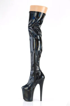 Pleaser USA Flamingo-3000 8inch Thigh High Pleaser Boots - Holographic Black -Clothing Store flamingo 3000hwr bhg m13