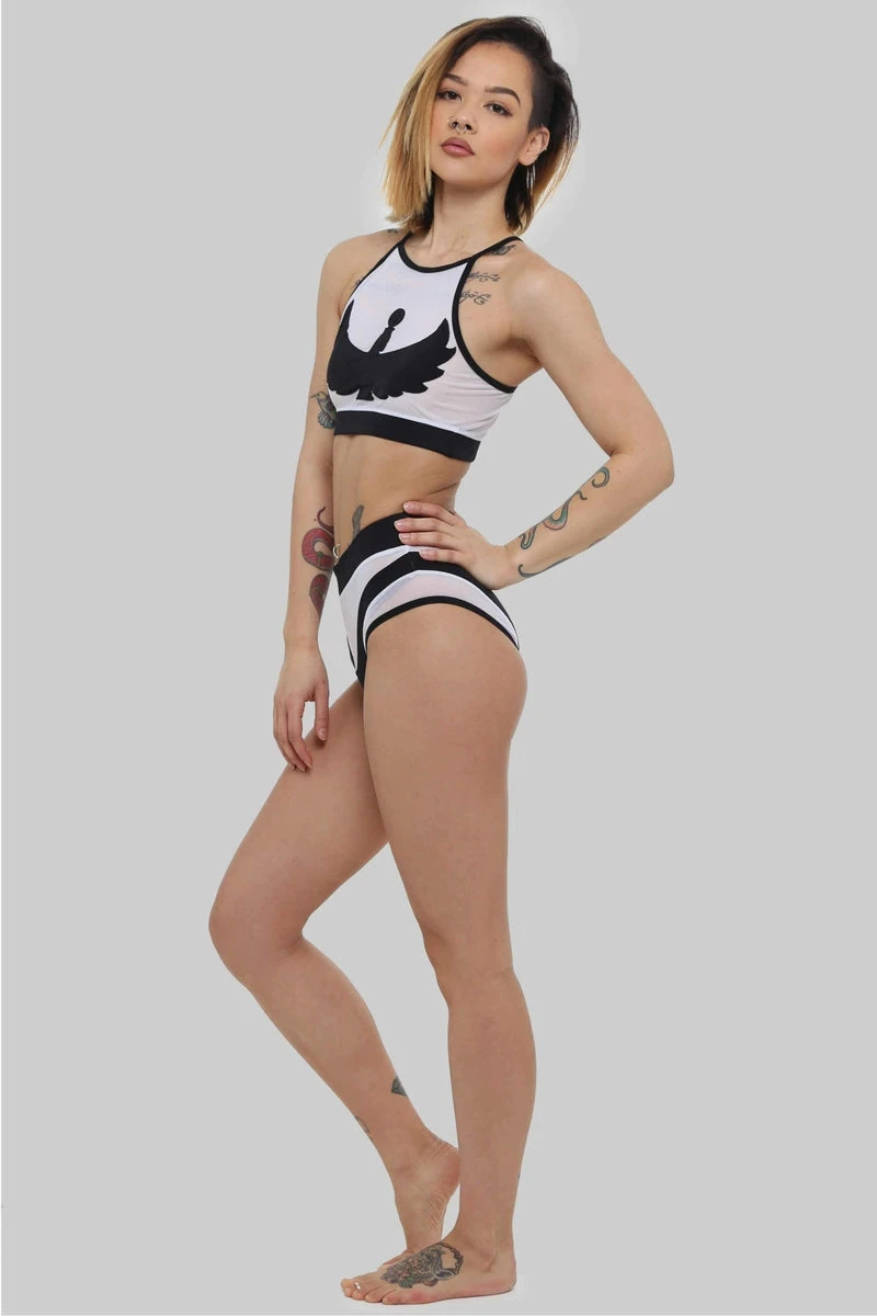 CXIX I S I S High Waisted Bottoms - Black With White Mesh 4 CXIX I S I S High Waisted Bottoms - Black With White Mesh - Image 2