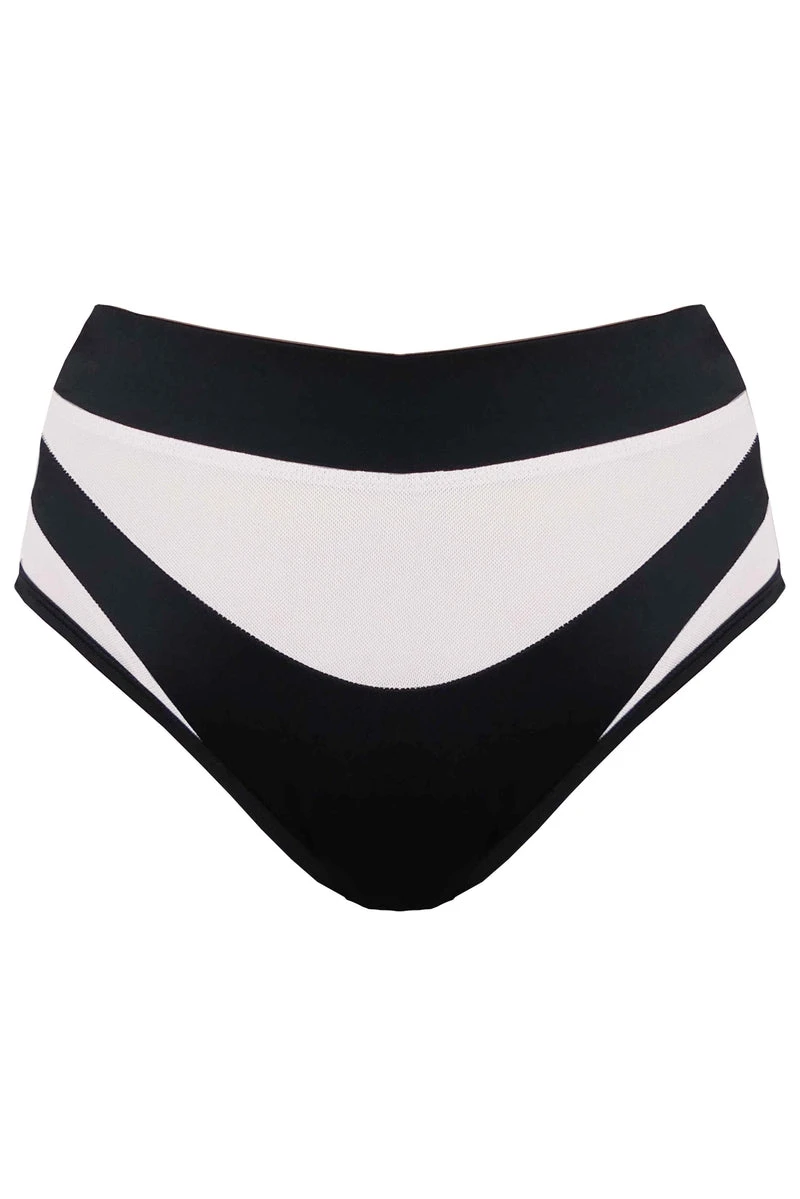 CXIX I S I S High Waisted Bottoms - Black With White Mesh 5 CXIX I S I S High Waisted Bottoms - Black With White Mesh - Image 3