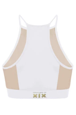 CXIX I S I S Halter Top - White With Sand Mesh -Clothing Store isis wnt1 1