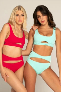 Paradise Chick Miami Opencut Shorts - Ribbed Mint -Clothing Store miami ribbed