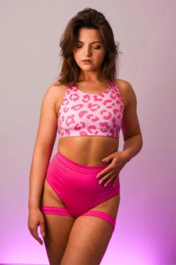 Pole Addict Basic Straps Garter Shorts - Neon Pink -Clothing Store pink strap
