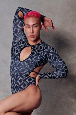 CXIX 119 Plunge Bodysuit - Black Print 13 CXIX 119 Plunge Bodysuit - Black Print -Clothing Store poledance bodysuit black CXIX 119 polewear fashion