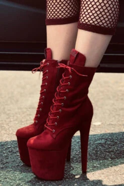 Front Page 13 Hella Heels BabyDoll 8inch Boots - Dark Red