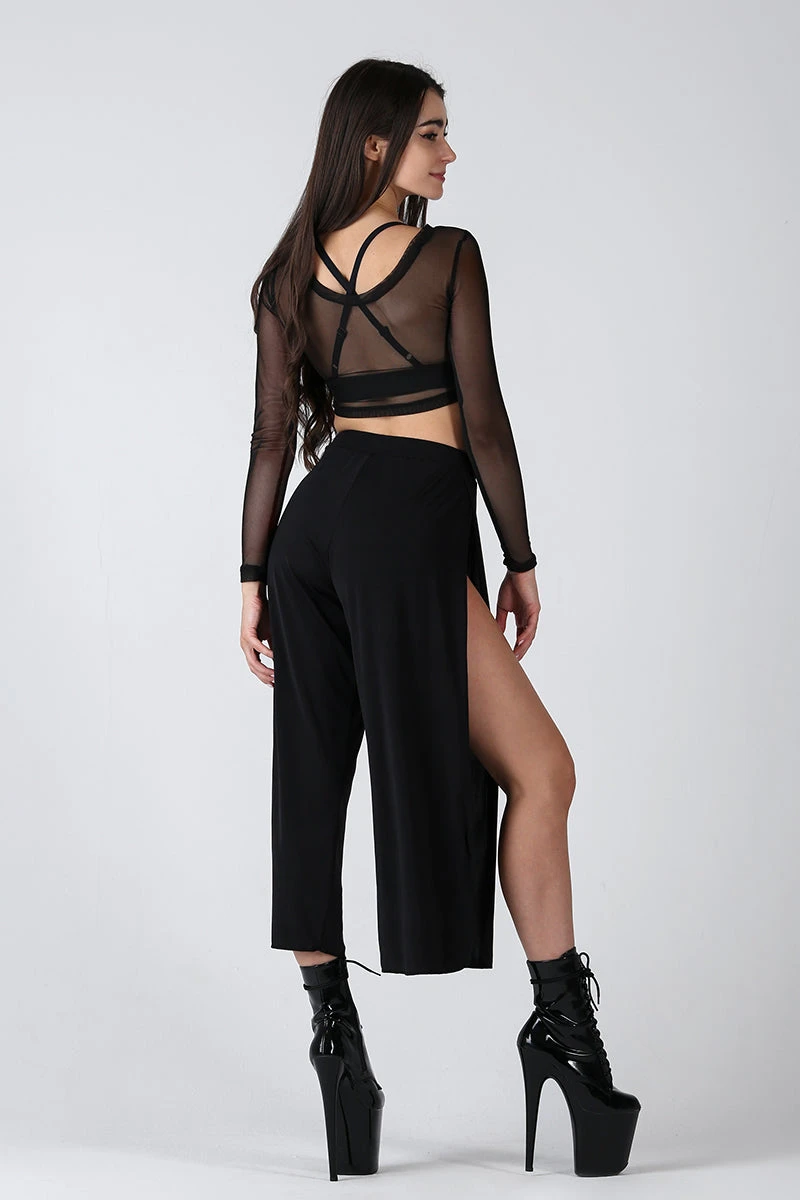REV ACTIV Sensual Flow Pants (with Leg Slit) - Black 4 REV ACTIV Sensual Flow Pants (with Leg Slit) - Black - Image 2