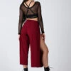 REV ACTIV Sensual Flow Pants (with Leg Slit) - Wine -Clothing Store sensual wine pants with slits 1