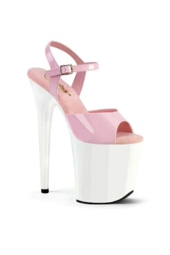 Front Page 8 Pleaser USA Flamingo-809 8inch Pleasers - Patent Baby Pink/White