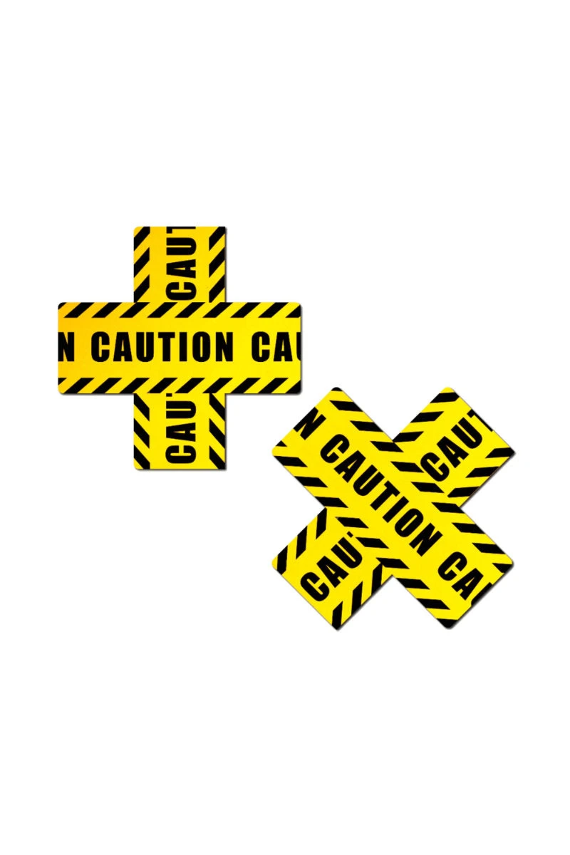 Pastease Cross Nipple Pasties - Caution Tape 3 Pastease Cross Nipple Pasties - Caution Tape