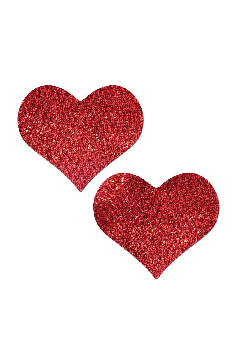 Pastease Heart Nipple Pasties - Red Glitter 3 Pastease Heart Nipple Pasties - Red Glitter
