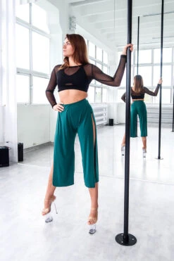 REV ACTIV Sensual Flow Pants (with Leg Slit) - Malachite -Clothing Store spodniesensualmalachiteprzod