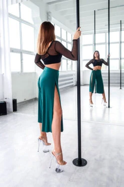 REV ACTIV Sensual Flow Pants (with Leg Slit) - Malachite -Clothing Store spodniesensualmalachiteside