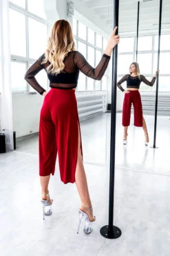 REV ACTIV Sensual Flow Pants (with Leg Slit) - Wine -Clothing Store spodniesensualwineback