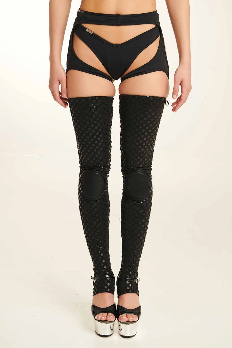 Paradise Chick Sticky Star Socks (ultra Grip With Kneepads) - Black 3 Paradise Chick Sticky Star Socks (ultra Grip With Kneepads) - Black